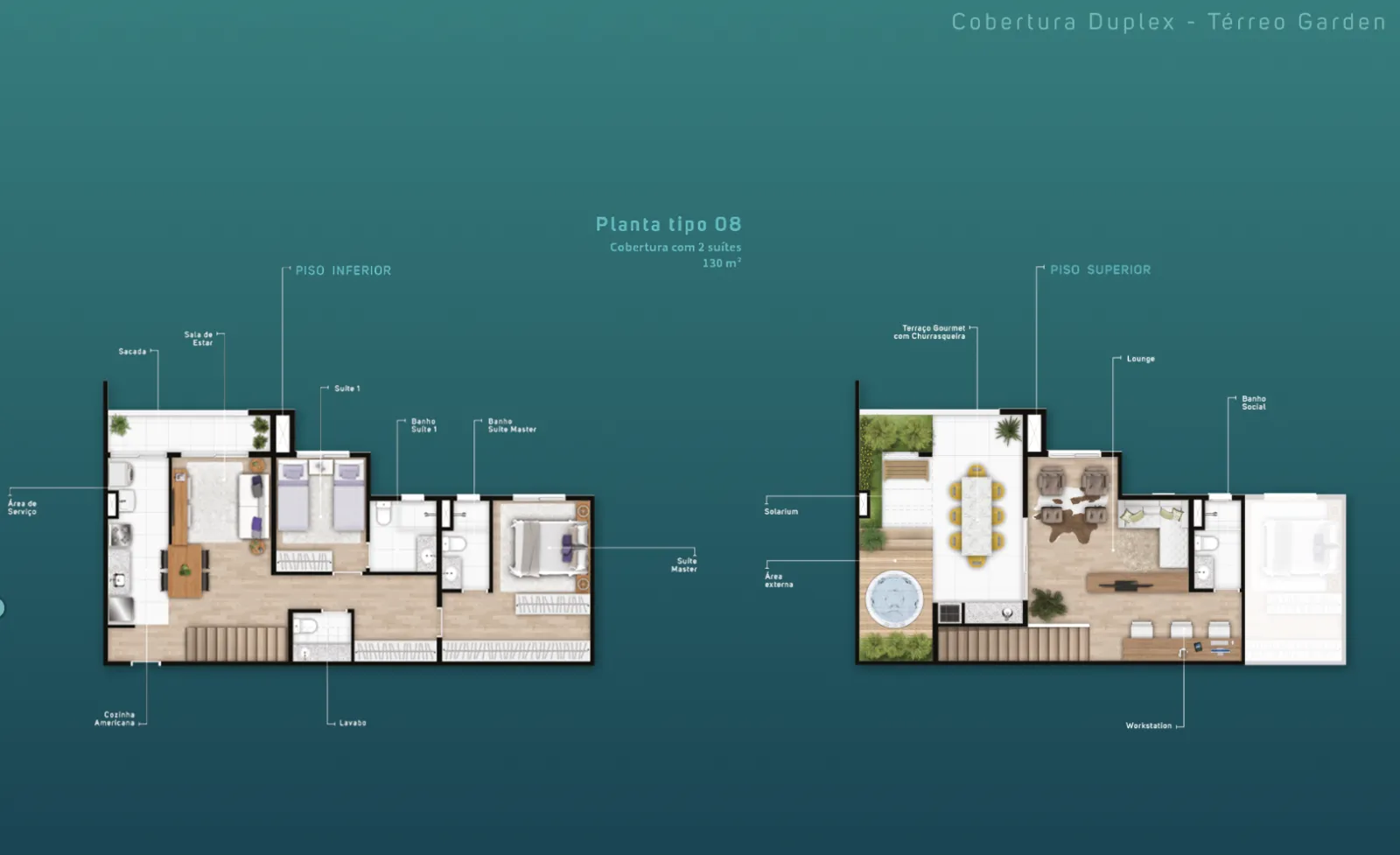 Cobertura Duplex · até 130 m²