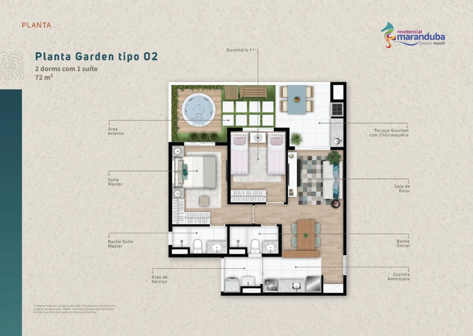 Garden 72 m² · com quintal privativo